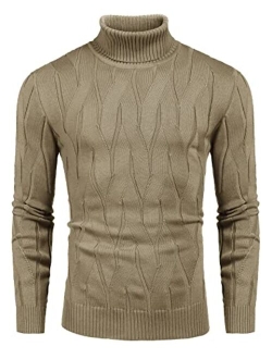 Men's Slim Fit Turtleneck Sweater Casual Knitted Pullover Sweaters