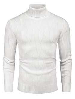 Men's Slim Fit Turtleneck Sweater Casual Knitted Pullover Sweaters