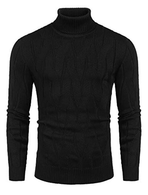 Buy COOFANDY Men's Slim Fit Turtleneck Sweater Casual Knitted Pullover ...