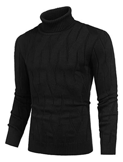Buy COOFANDY Men's Slim Fit Turtleneck Sweater Casual Knitted Pullover ...
