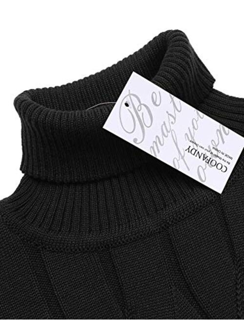 COOFANDY Men's Slim Fit Turtleneck Sweater Casual Knitted Pullover Sweaters
