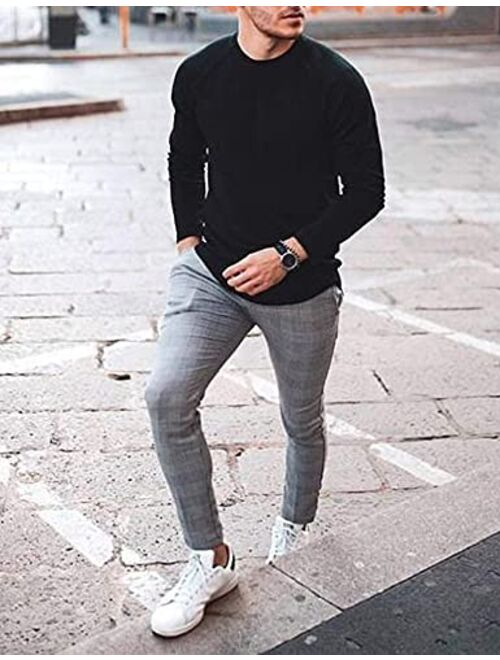 COOFANDY Men's Crew Neck Sweater Slim Fit Lightweight Sweatshirts Knitted Pullover for Casual Or Dressy Wear