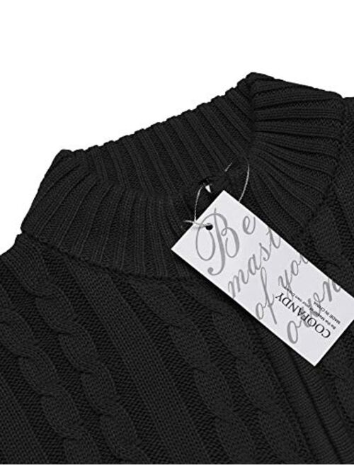 COOFANDY Men's Full Zip Cardigan Sweater Slim Fit Cable Knitted Zip Up Sweater with Pockets