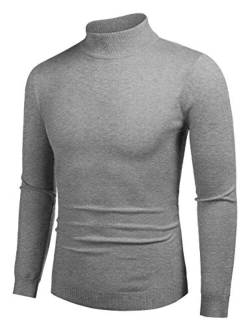 Buy COOFANDY Men's Slim Fit Mock Turtleneck Pullover Sweater Casual ...