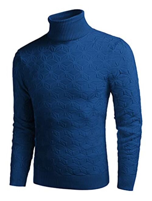 COOFANDY Men's Slim Fit Turtleneck Sweater Fashion Casual Knitted Pullover Sweater