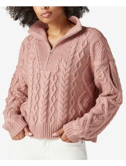 Cable-Knit Half-Zip Sweater
