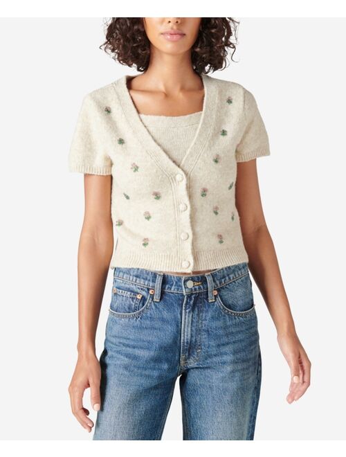 Lucky Brand Embellished Button-Front Cardigan