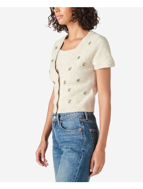 Lucky Brand Embellished Button-Front Cardigan