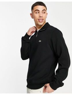 half zip funnel neck sweatshirt in black