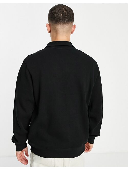 Lacoste half zip funnel neck sweatshirt in black