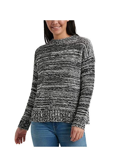 Lucky Brand Women's Crew Neck Reverse Jersey Pullover Sweater