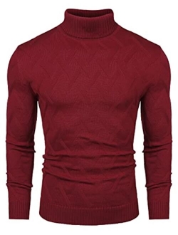 Men's Slim Fit Turtleneck Sweater Casual Lightweight Knitted Pullover Sweaters