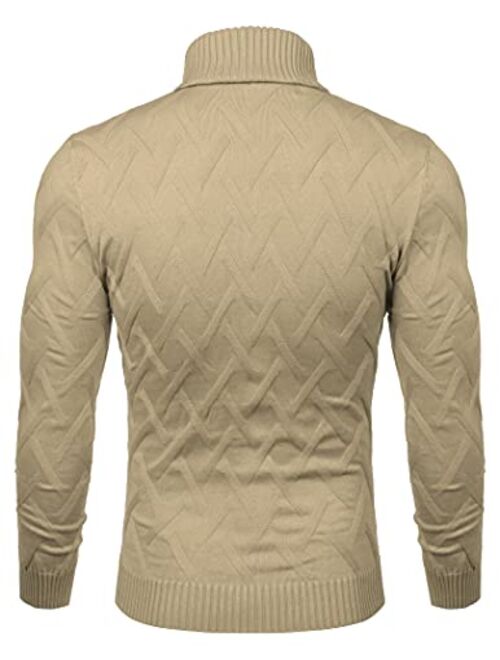 COOFANDY Men's Slim Fit Turtleneck Sweater Casual Lightweight Knitted Pullover Sweaters