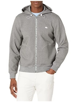 Men's Long Sleeve Zipper Taping Hooded Sweatshirt