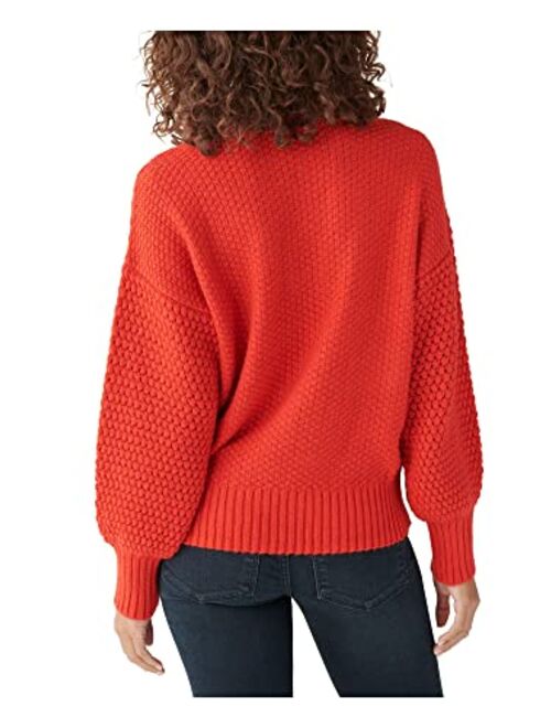 Lucky Brand Women's Long Sleeve Notch Neck Embroidered Sweater