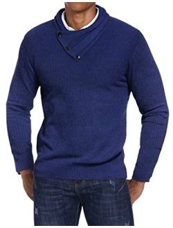 Men's Fashion Casual Cowl Neck Knit Sweater Slim Fit Ribbed Knitted Pullover Sweaters