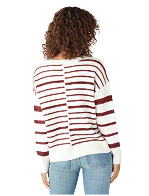 Lucky Brand Women's Long Sleeve Crew Neck Textured Stripe Sweater