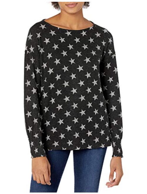 Lucky Brand Women's Long Sleeve Round Neck Printed Tunic Sweater