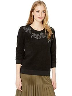 Women's Fleece Floral Pullover Sweater