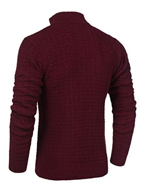 COOFANDY Men's Quarter Zip Sweaters Slim Fit Lightweight Cotton Knitted Mock Turtleneck Pullover