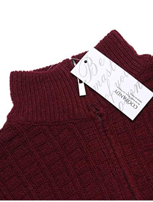 COOFANDY Men's Quarter Zip Sweaters Slim Fit Lightweight Cotton Knitted Mock Turtleneck Pullover