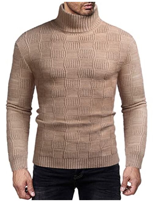 COOFANDY Men's Turtleneck Knitted Sweater Casual Thermal Ribbed Pullover Sweater