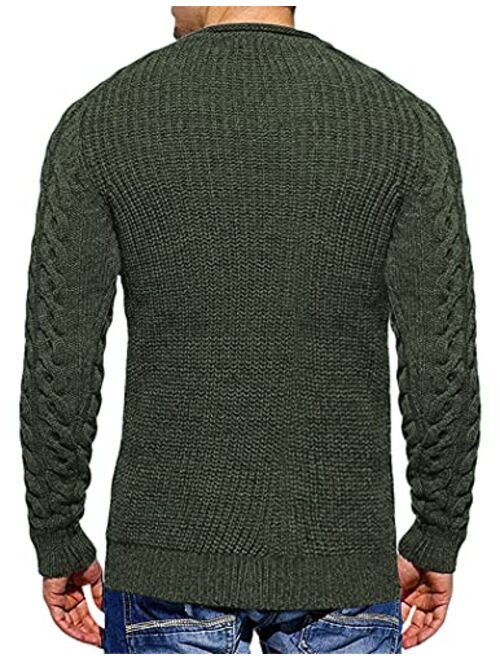 COOFANDY Men's Crew Neck Pullover Sweater Slim Fit Jumpers Designer Long Sleeve Sweaters