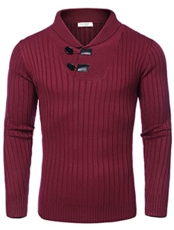 Men's Shawl Collar Sweaters Casual Relaxed Fit Button Knitted Pullover Sweater