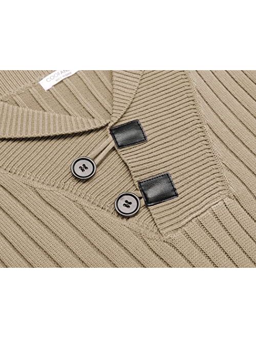 COOFANDY Men's Shawl Collar Sweaters Casual Relaxed Fit Button Knitted Pullover Sweater
