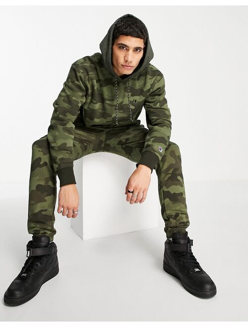 Champion small logo hoodie in camo