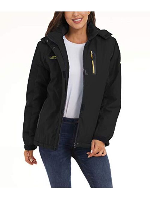 MAGCOMSEN Women's Winter Coats Water Resistant Snow Ski Jacket Fleece Lined with Hood Windproof Rain Jackets Parka