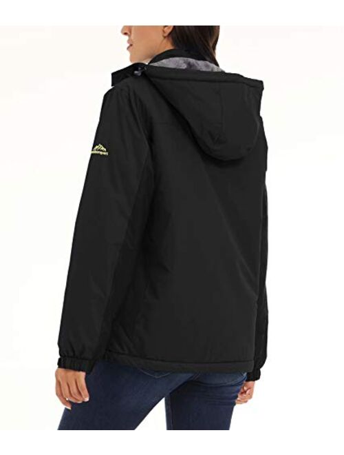 MAGCOMSEN Women's Winter Coats Water Resistant Snow Ski Jacket Fleece Lined with Hood Windproof Rain Jackets Parka