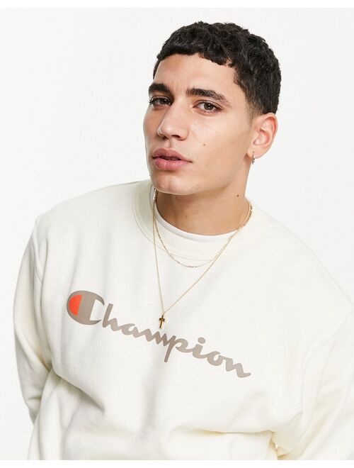 Champion large script logo sweatshirt in off white