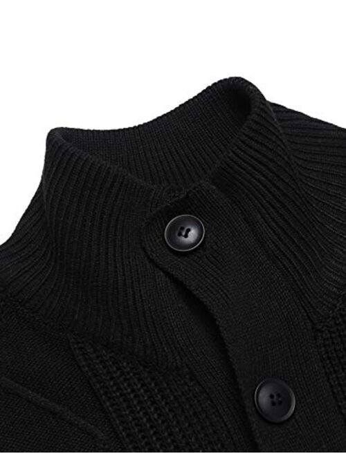 COOFANDY Men's Cardigan Sweater Casual Stand Collar Button Down Knitted Office Cardigan with Pockets