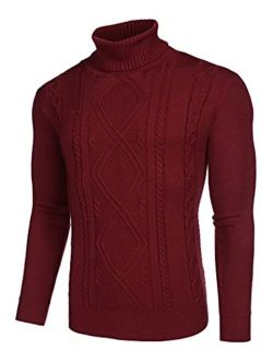 Men's Turtleneck Sweaters Casual Slim Fit Knitted Thermal Pullover Sweater