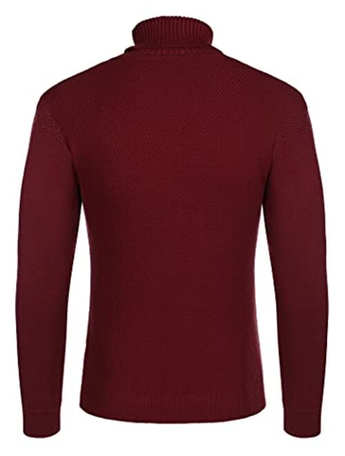 COOFANDY Men's Turtleneck Sweaters Casual Slim Fit Knitted Thermal Pullover Sweater