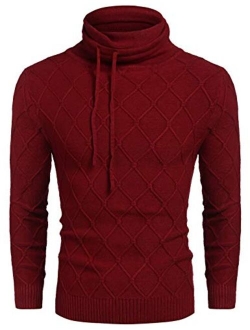 Men's Knitted Turtleneck Sweater Casual Thermal Long Sleeve Pullover