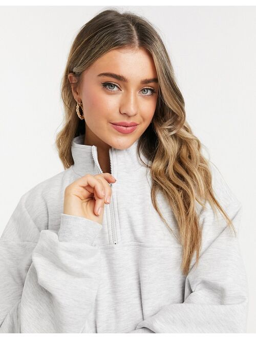 Asos Design oversized sweatshirt with half zip in gray