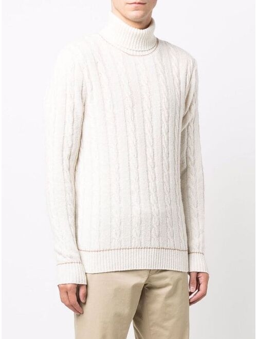 Polo Ralph Lauren Cable Knit Roll Neck Jumer Pullover Textured Sweater