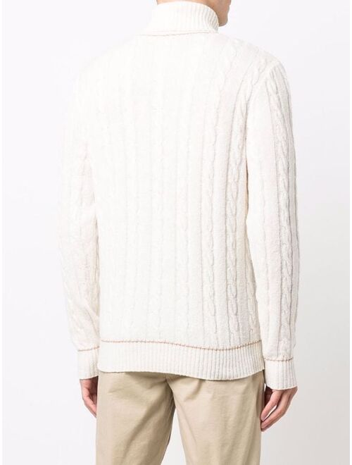 Polo Ralph Lauren Cable Knit Roll Neck Jumer Pullover Textured Sweater