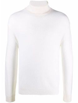 Knitted Roll Neck Jumper Long Sleeve Solid Pullover Sweater