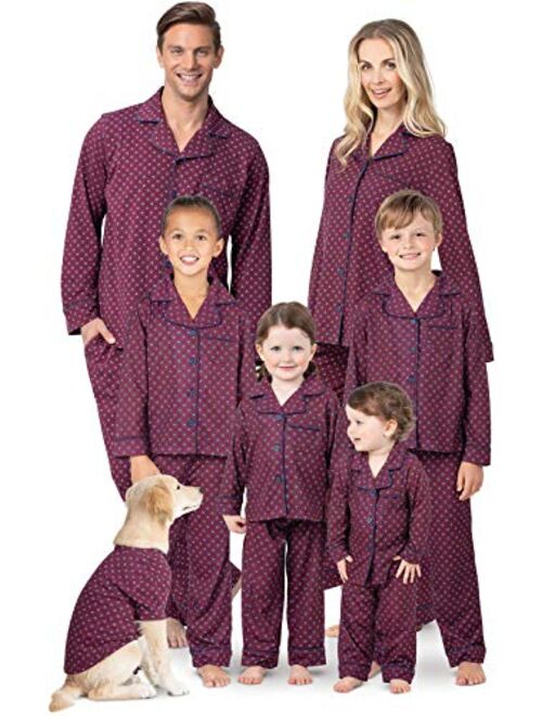 PajamaGram Matching Pajamas for Family - Button-Up Matching Family Pajamas, Red