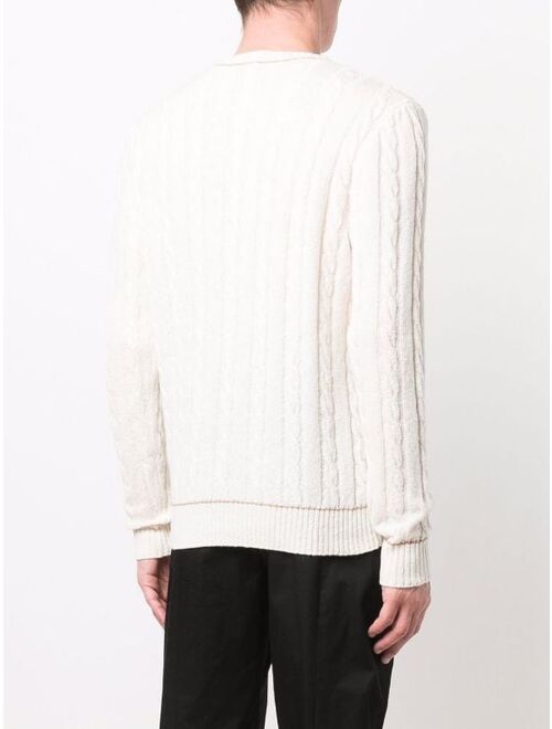 Cable Knit Jumper High Neck Pullover Textured Sweater