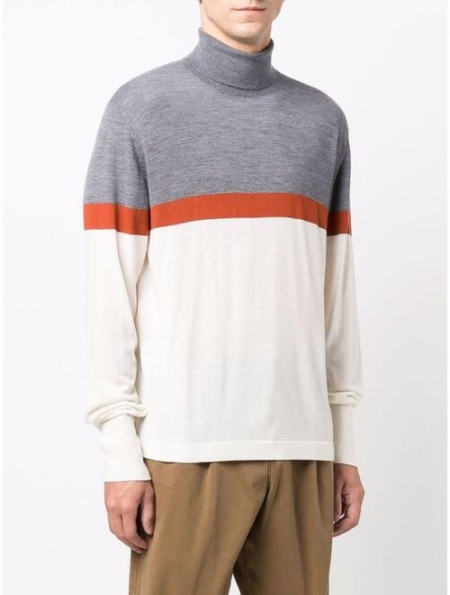 Colourblock Roll Neck Jumper Long Sleeve Pullover Sweater