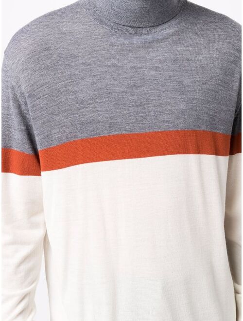 Colourblock Roll Neck Jumper Long Sleeve Pullover Sweater