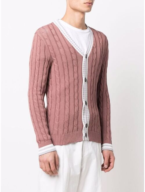 Canali Cable Knit Knit Button Up Long Sleeve Cardigan