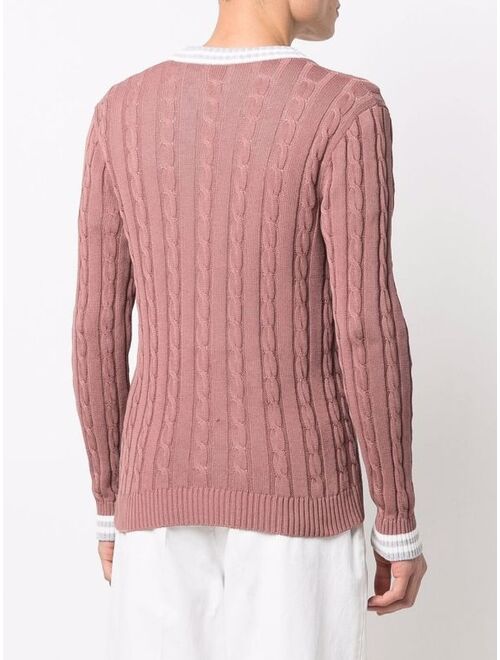 Canali Cable Knit Knit Button Up Long Sleeve Cardigan