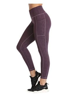RAYPOSE Workout High Waist Yoga Leggings for Women Exercise Running Gym Tummy Control Bike Print Capris Side Pockets
