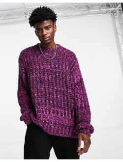 loose knit textured sweater in purple twist