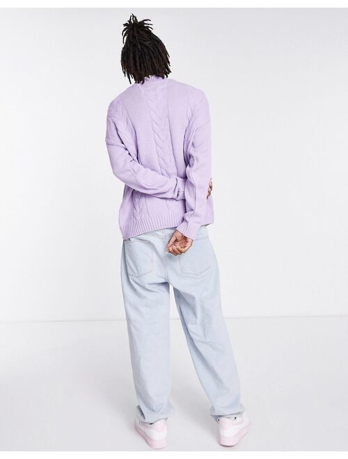 Asos Design oversized cable knit sweater in lilac